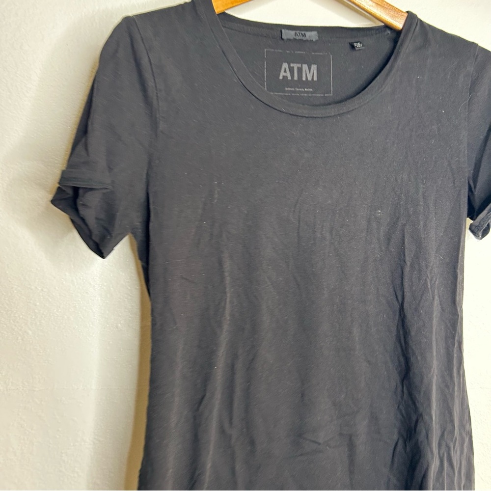 ATM 100% Cotton Black Scoop Neck Short Sleeve T - Shirt Top Size Medium - Picture 6 of 14